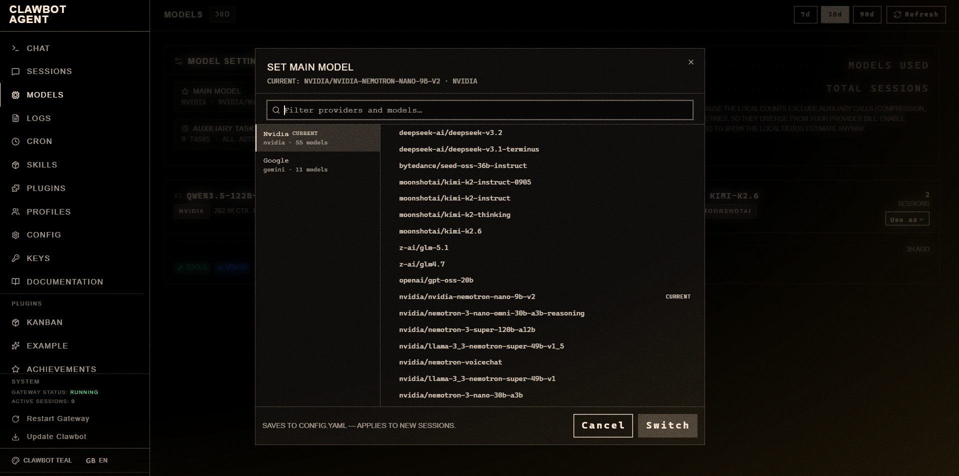 Model picker dialog